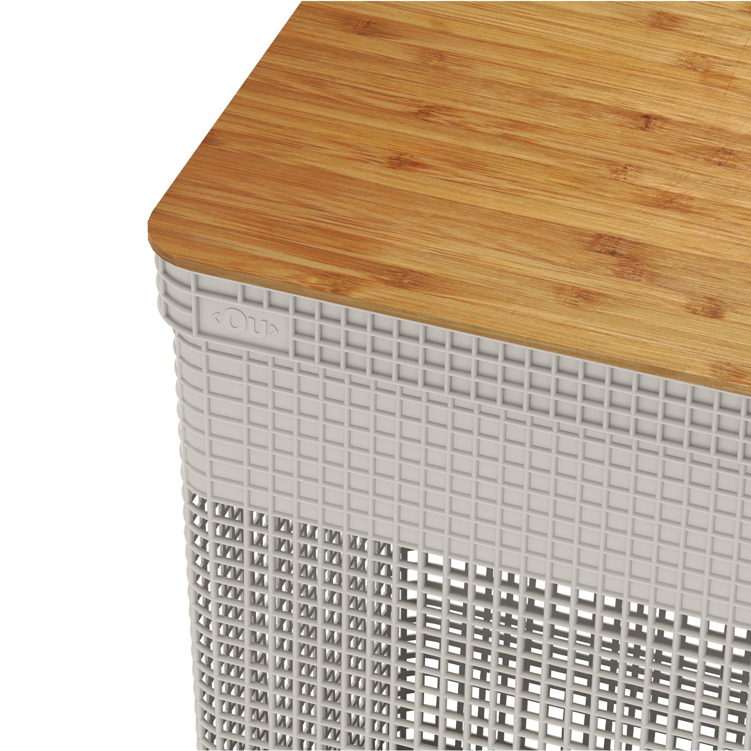 Cesto de roupas Ou 49L com tampa de bambu Linha Grid
