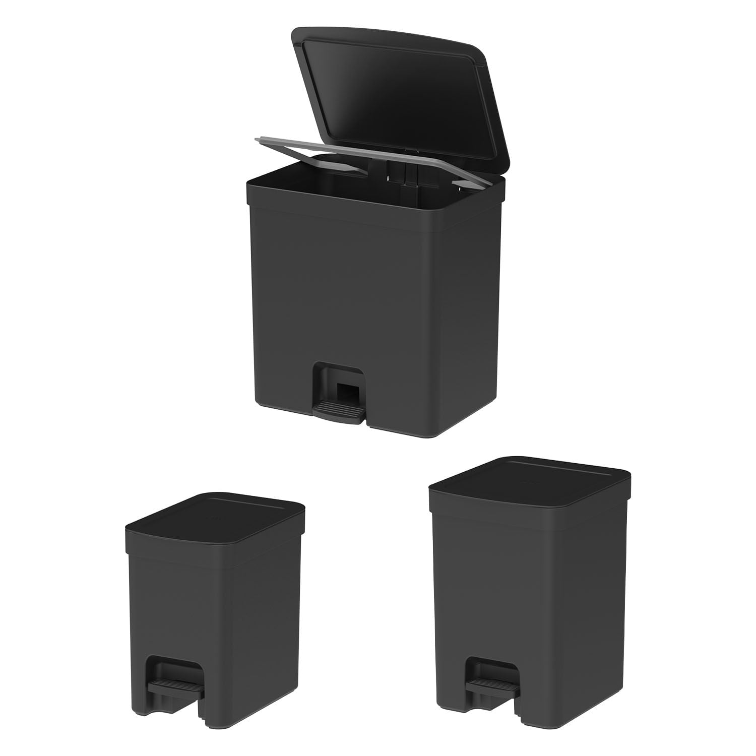 Kit de lixeiras com pedal Ou 3 peças Linha Trium