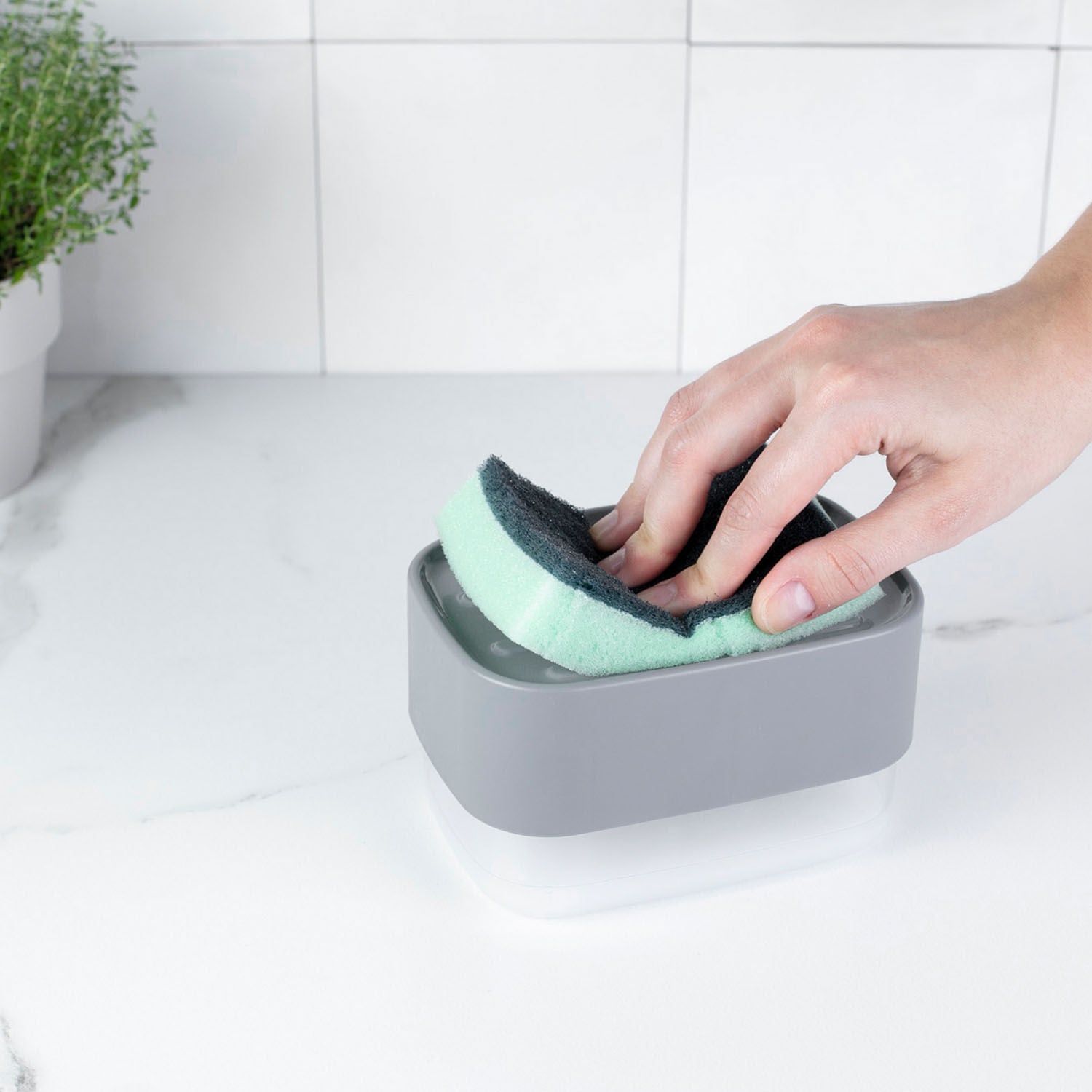 Dispenser para detergente porta esponja Ou 550ml Linha Trium