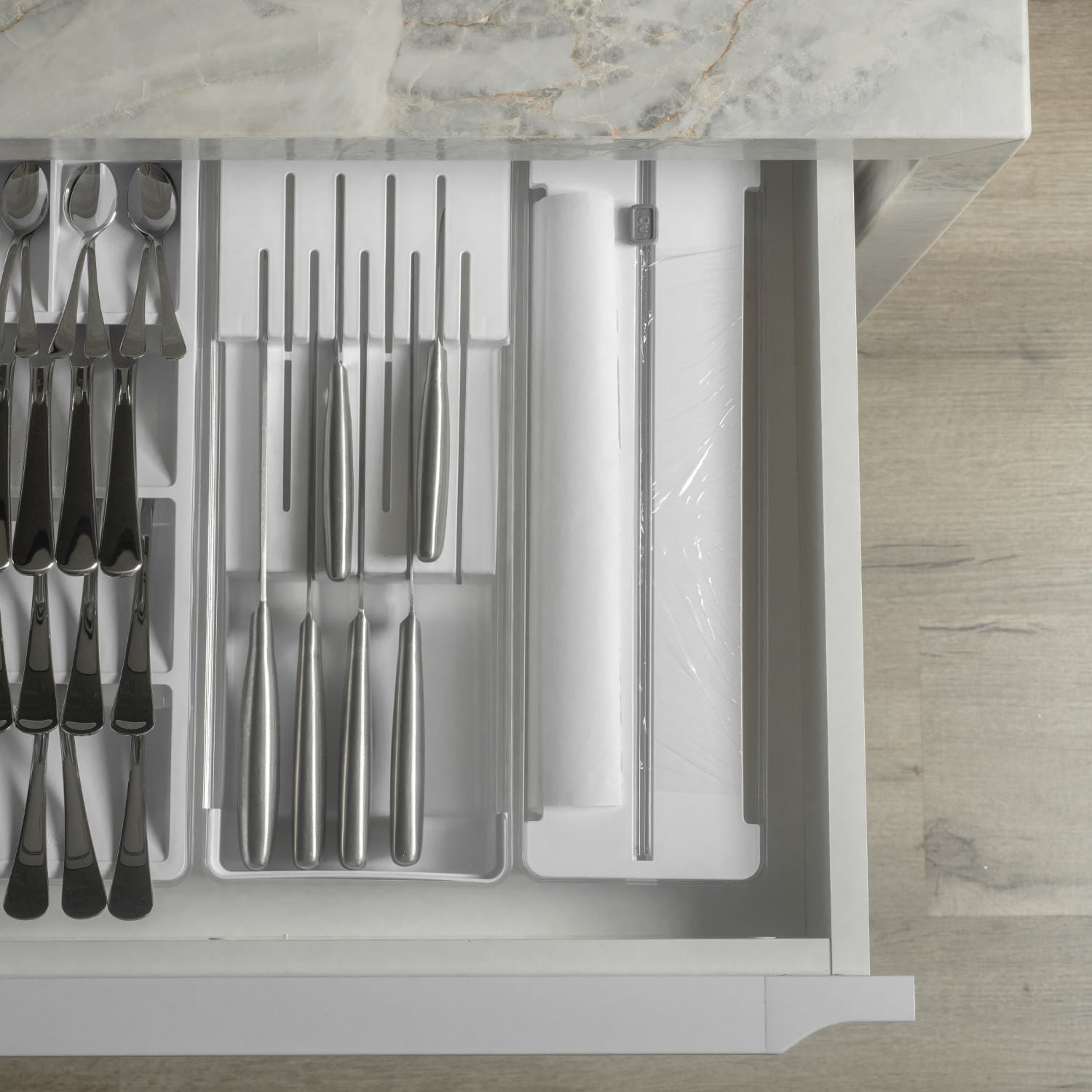Organizador e cortador de rolos duplo Ou Linha Clear