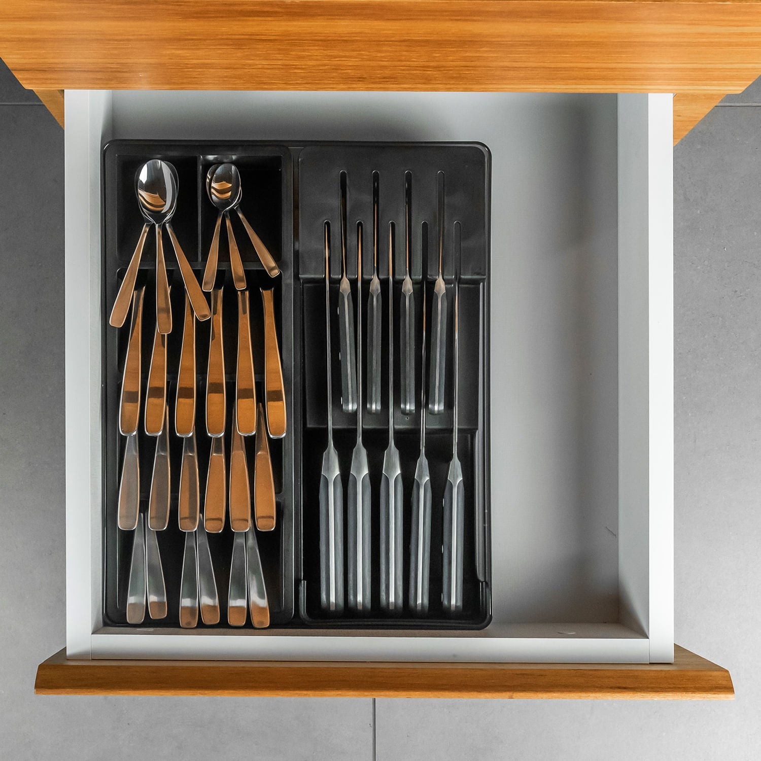 Organizador de facas e talheres Ou Linha Clear
