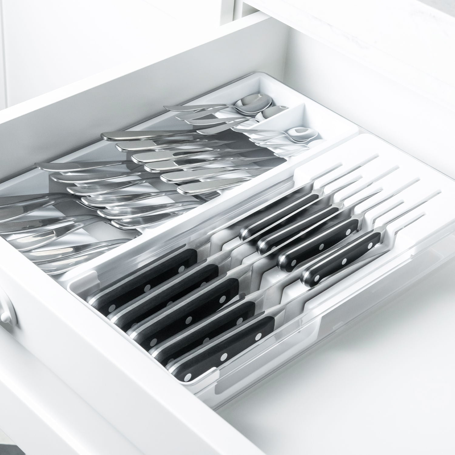 Organizador de facas e talheres Ou Linha Clear