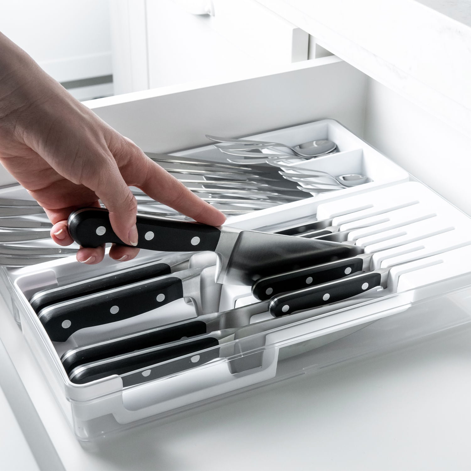 Organizador de facas e talheres Ou Linha Clear