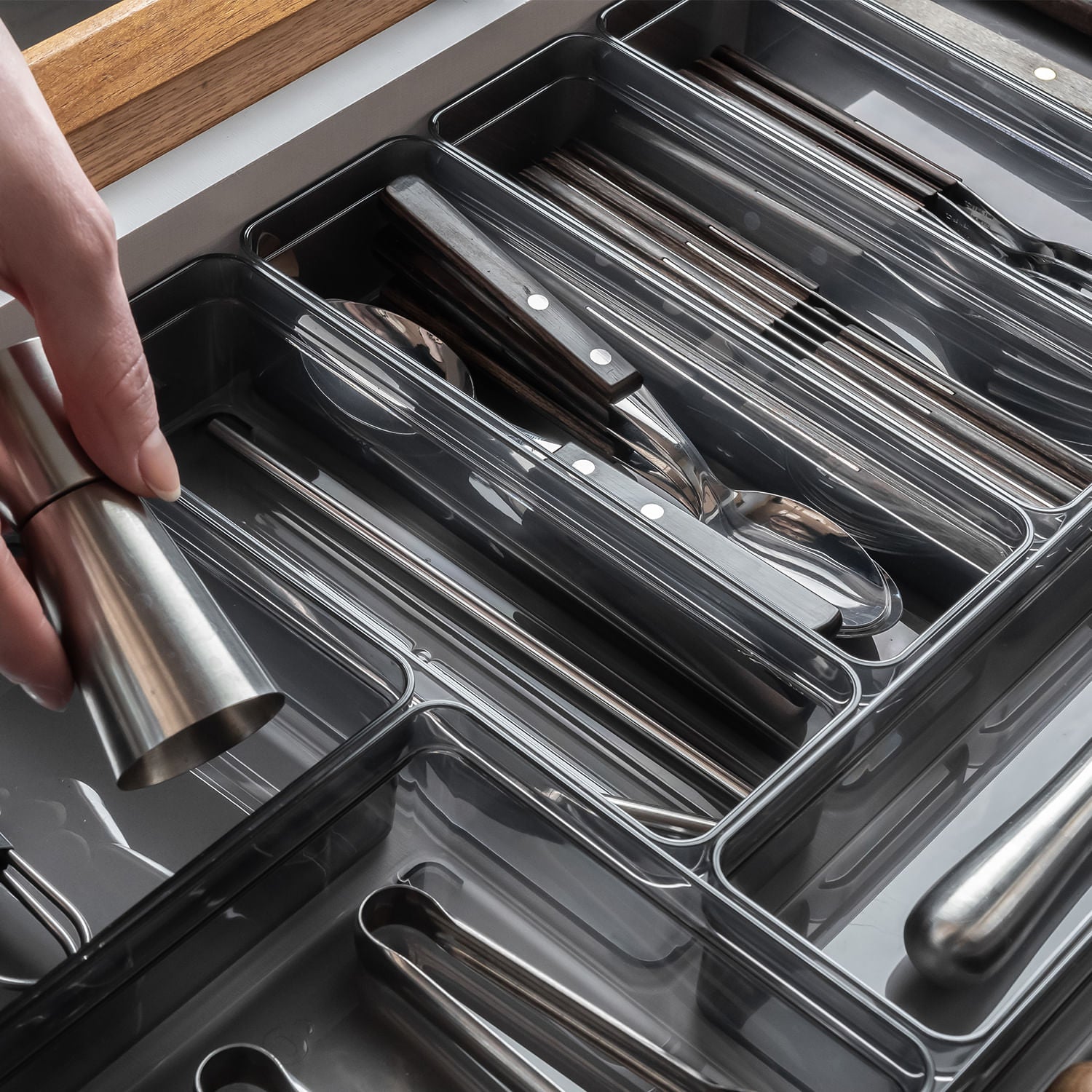 Organizador de gavetas Ou 22,5 x 7,5 x 5,6 Linha Clear