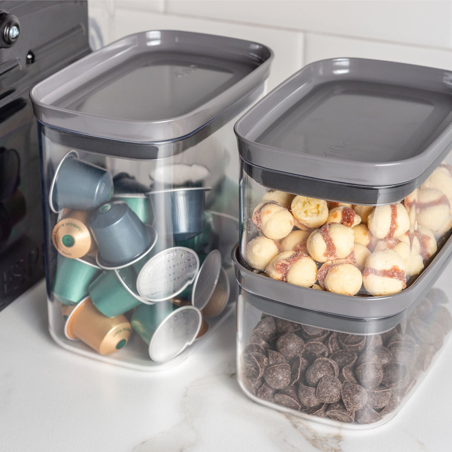 Pote hermético organizador retangular Ou 650ml Linha Block