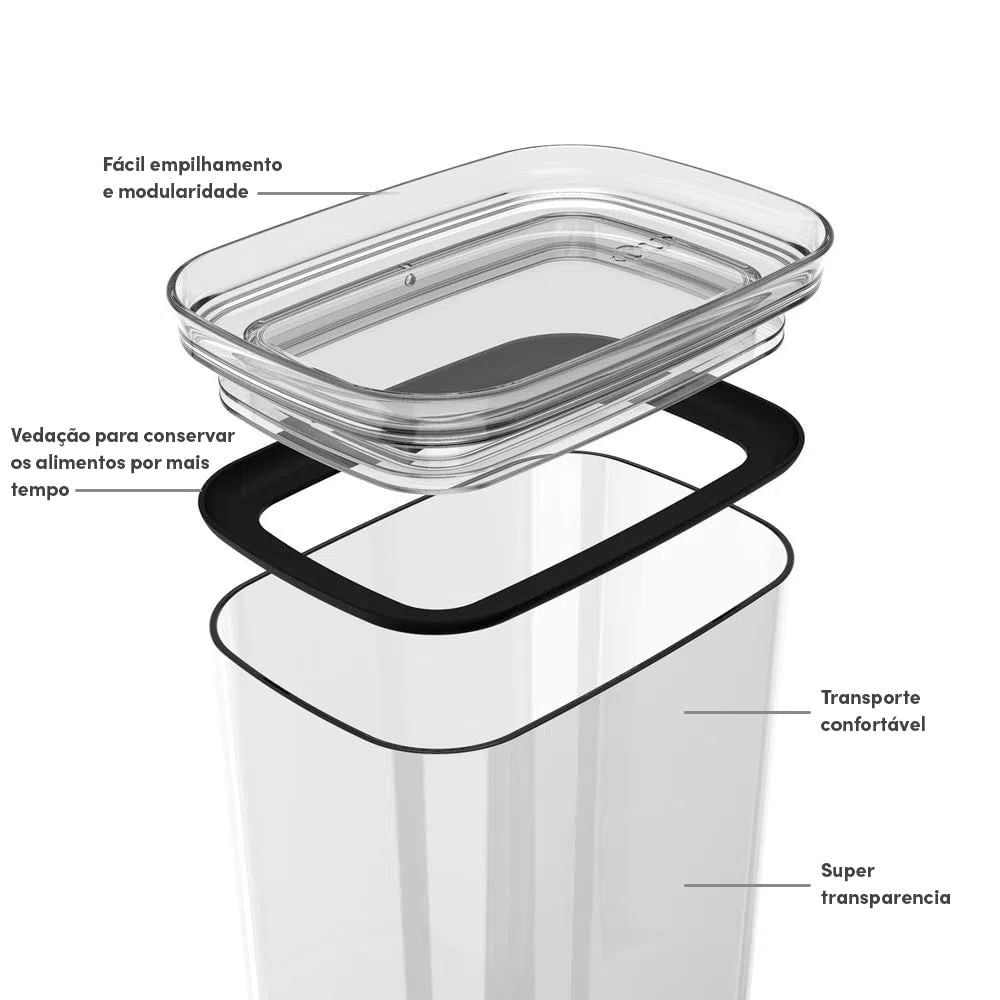 Pote hermético organizador Ou 340ml Linha Block