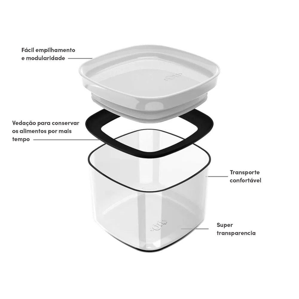 Pote hermético organizador Ou 450ml Linha Block