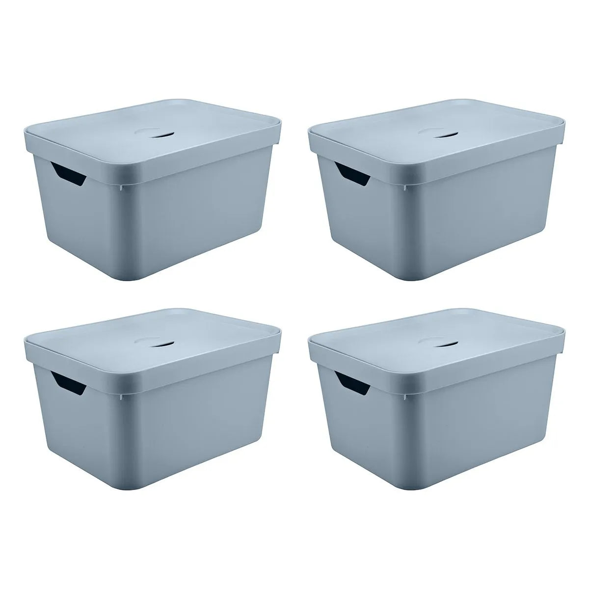 Kit de Caixa Organizadora com Tampa Ou 4 Peças 32L Linha Cube
