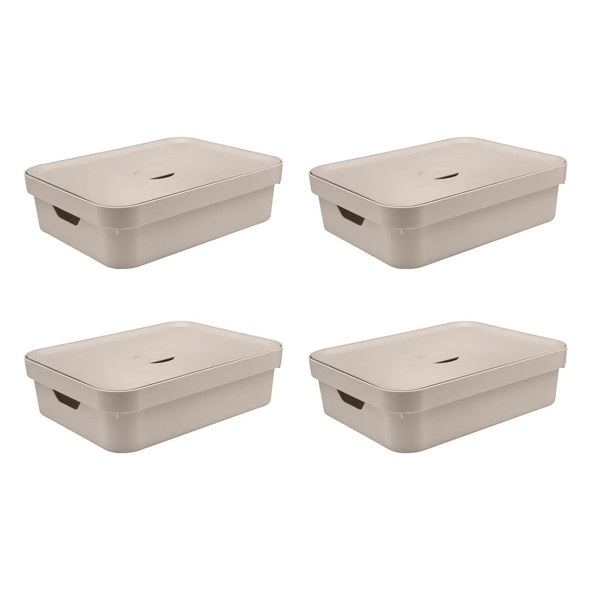 Kit de Caixa Organizadora com Tampa Ou 4 Peças 10,5L Linha Cube