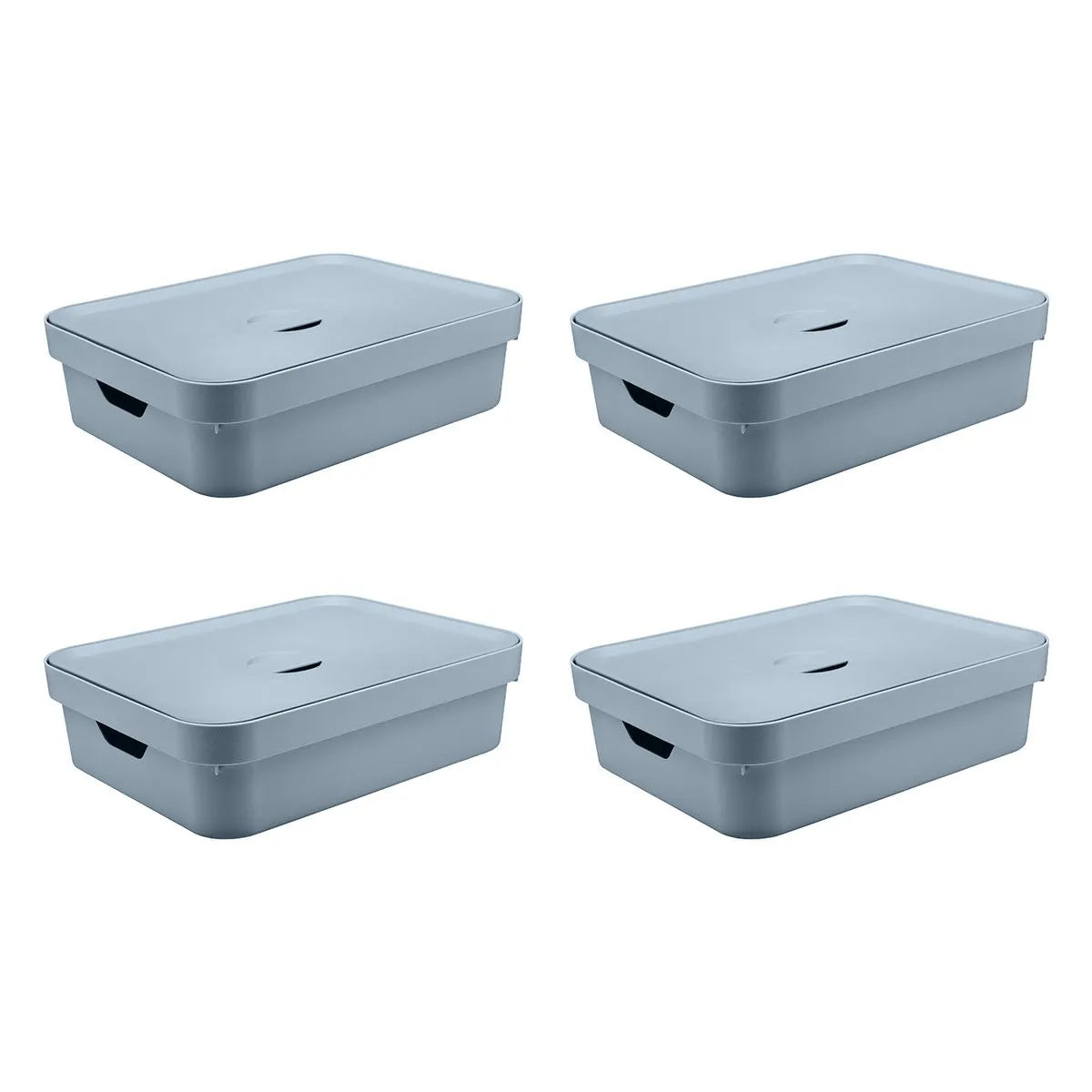 Kit de Caixa Organizadora com Tampa Ou 4 Peças 10,5L Linha Cube