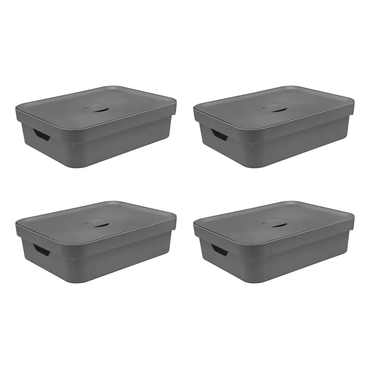 Kit de Caixa Organizadora com Tampa Ou 4 Peças 10,5L Linha Cube