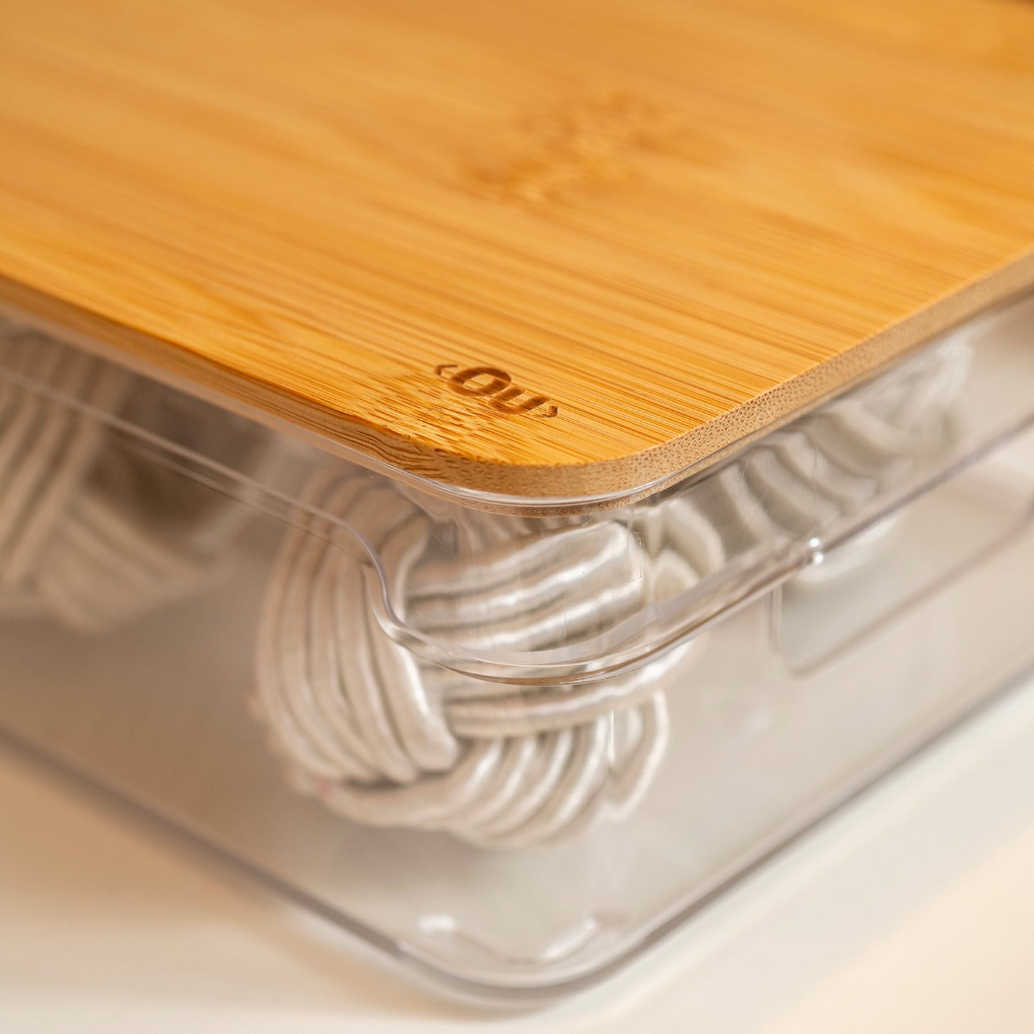 Organizador com tampa e bambu Ou 3,5L Linha Clear