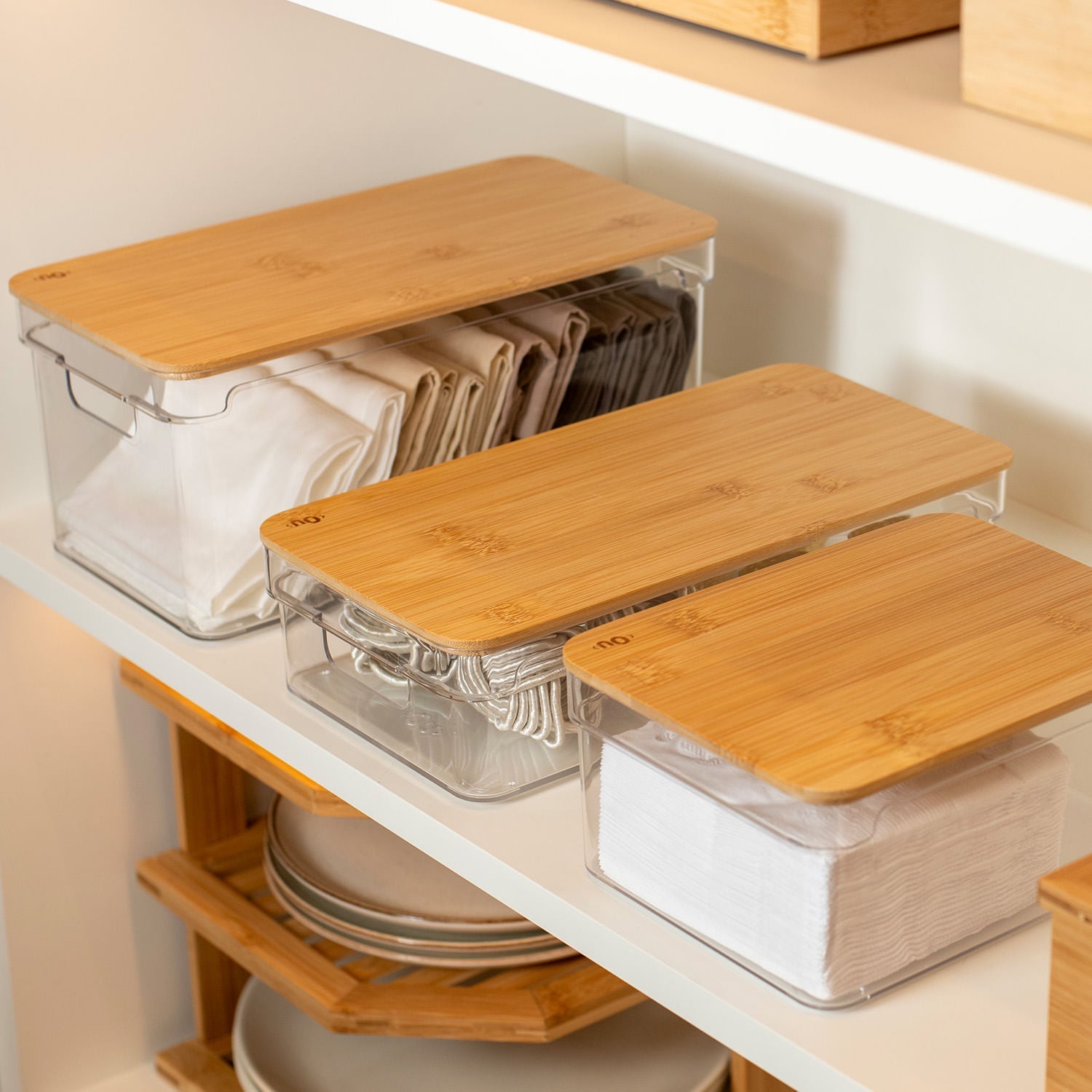 Organizador com tampa e bambu Ou 3,5L Linha Clear