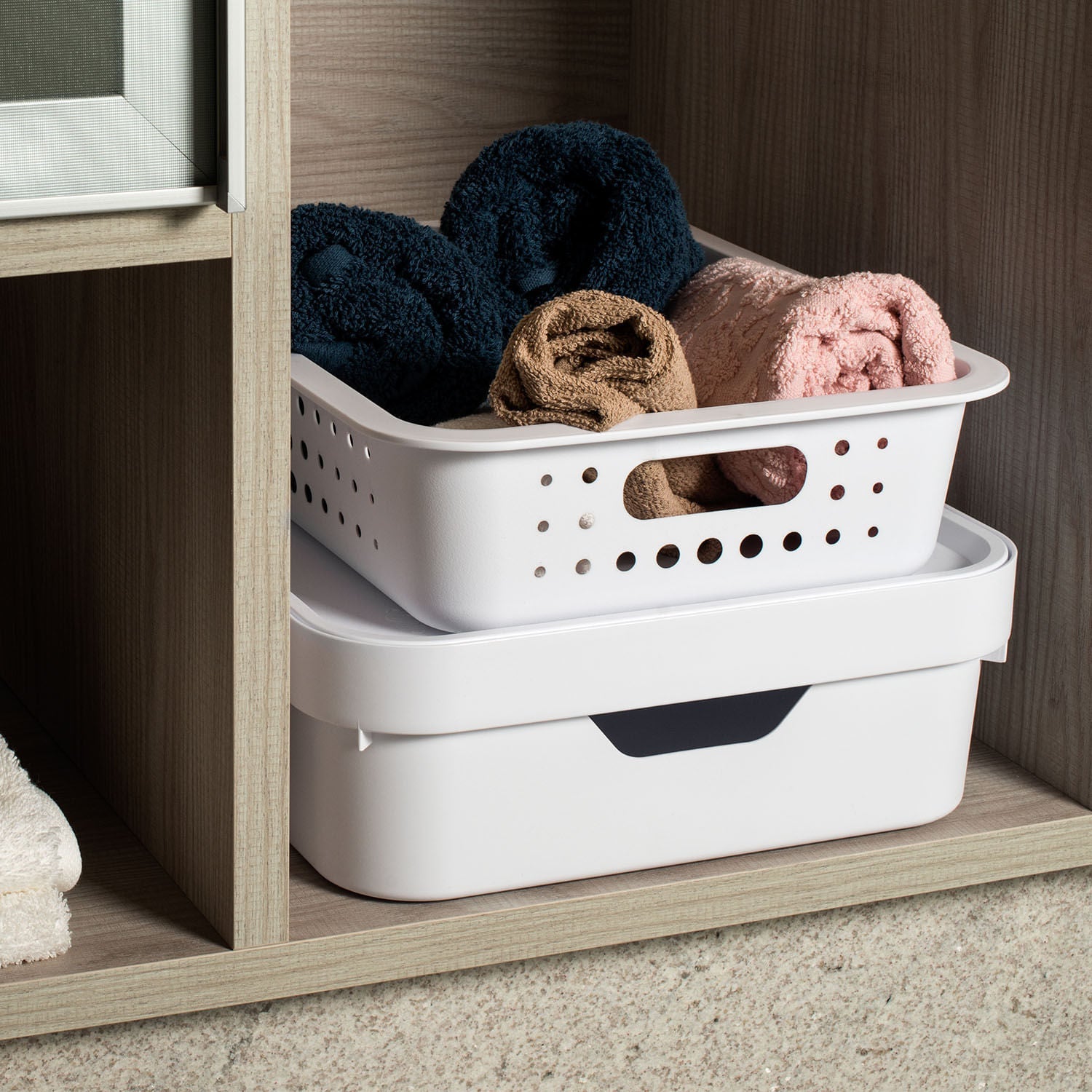 Caixa organizadora Ou 16L Linha com tampa Linha Cube