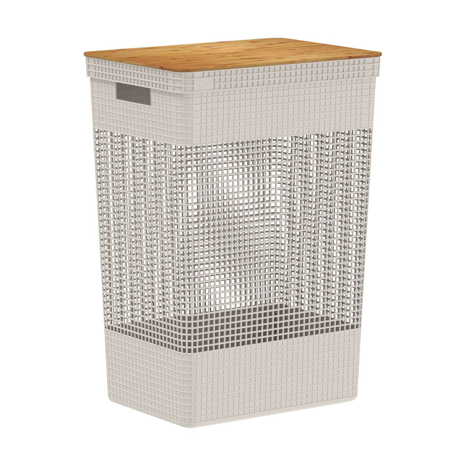 Cesto de roupas Ou 49L com tampa de bambu Linha Grid