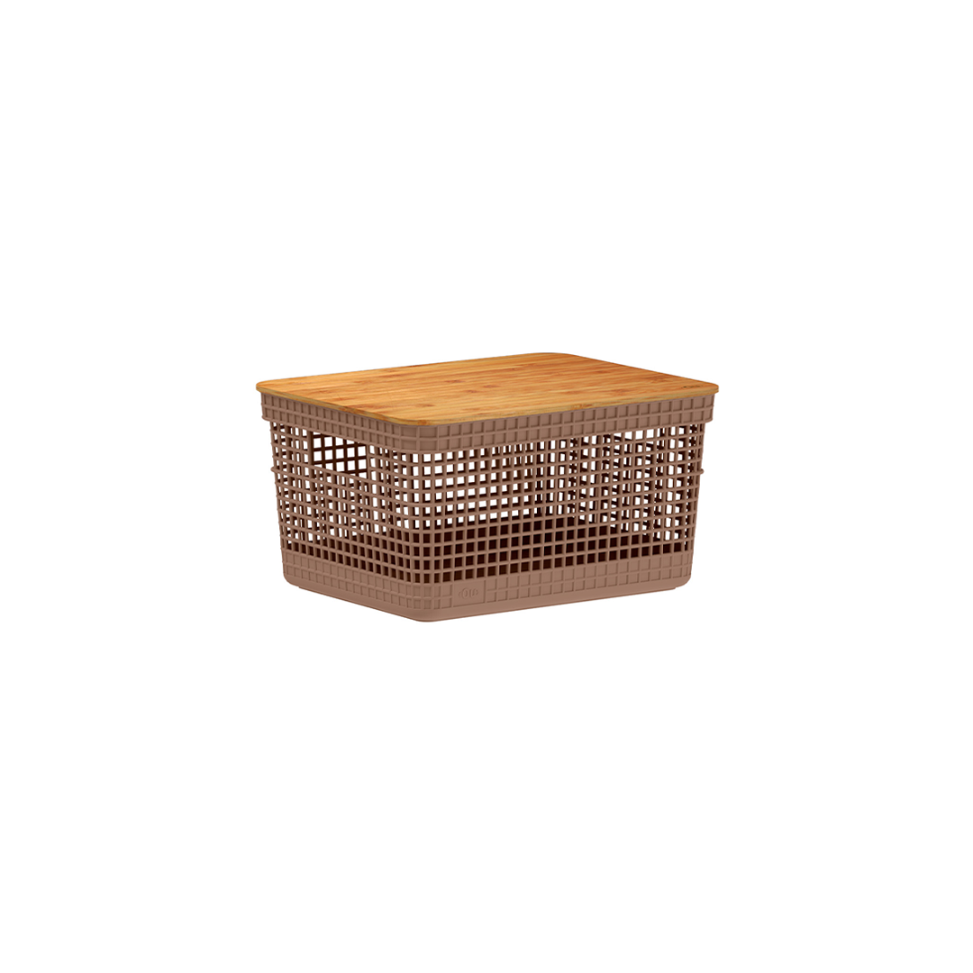 Cesto organizador Ou 8L com tampa de bambu Linha Grid