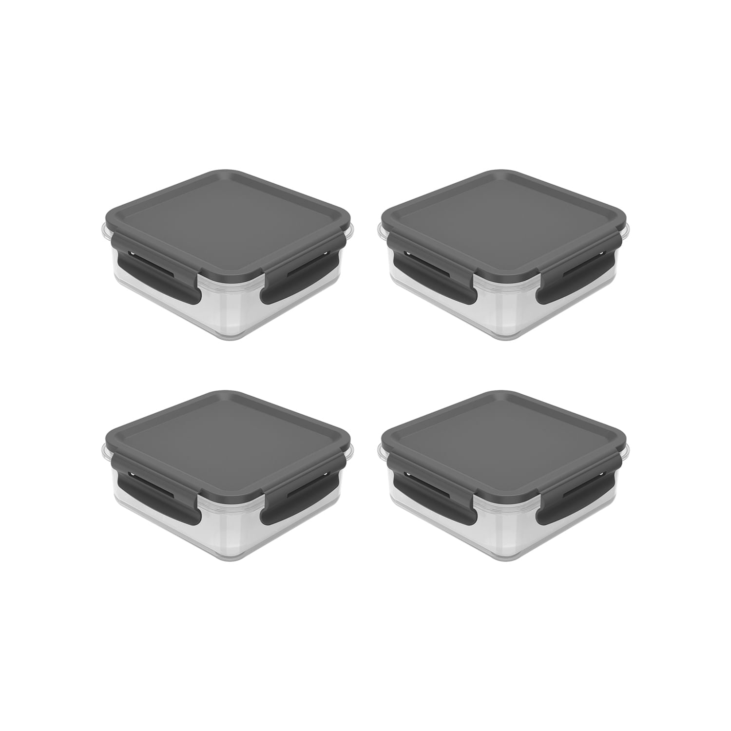 Kit de potes organizadores de geladeira quadrado Ou 4 peças 500ml Linha Click