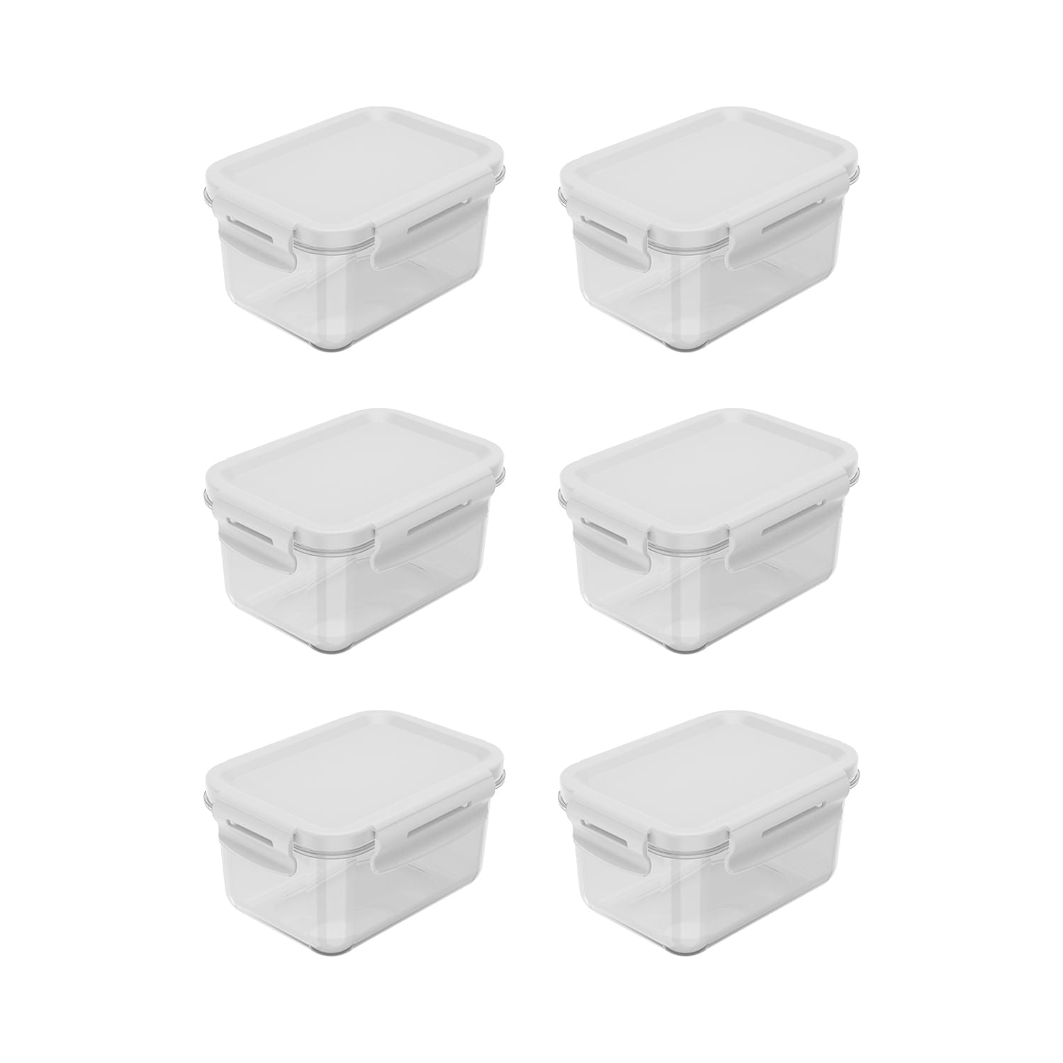 Kit de potes organizadores de geladeira retangular Ou 6 peças 560ml Linha Click