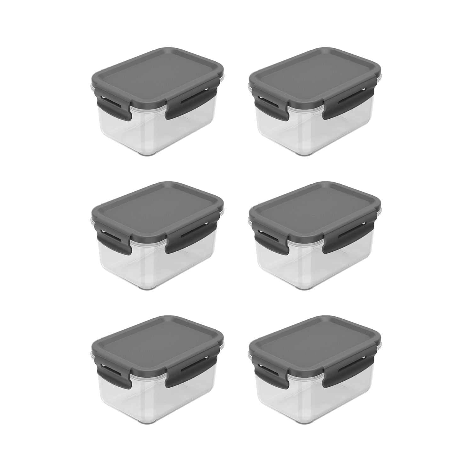 Kit de potes organizadores de geladeira retangular Ou 6 peças 560ml Linha Click