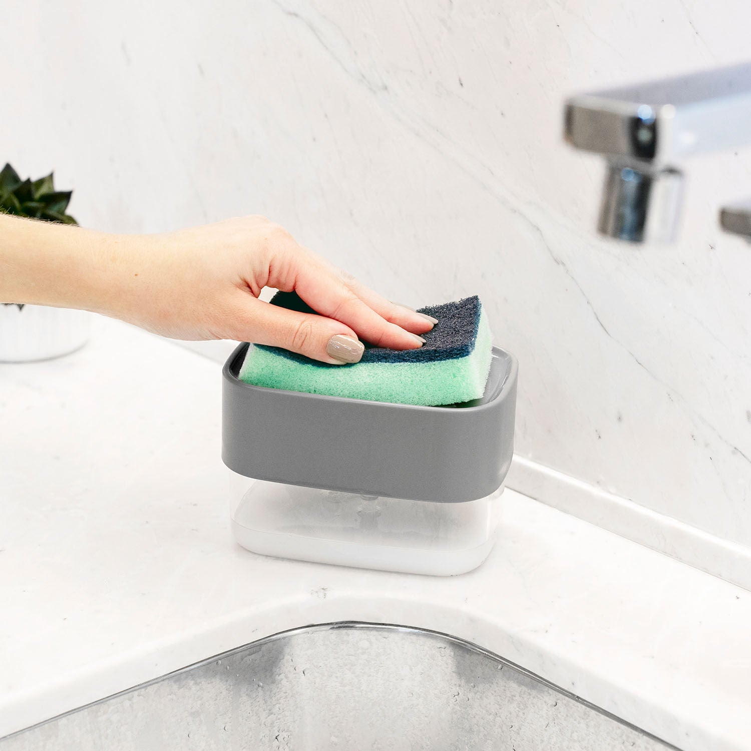 Dispenser para detergente porta esponja Ou 550ml Linha Trium