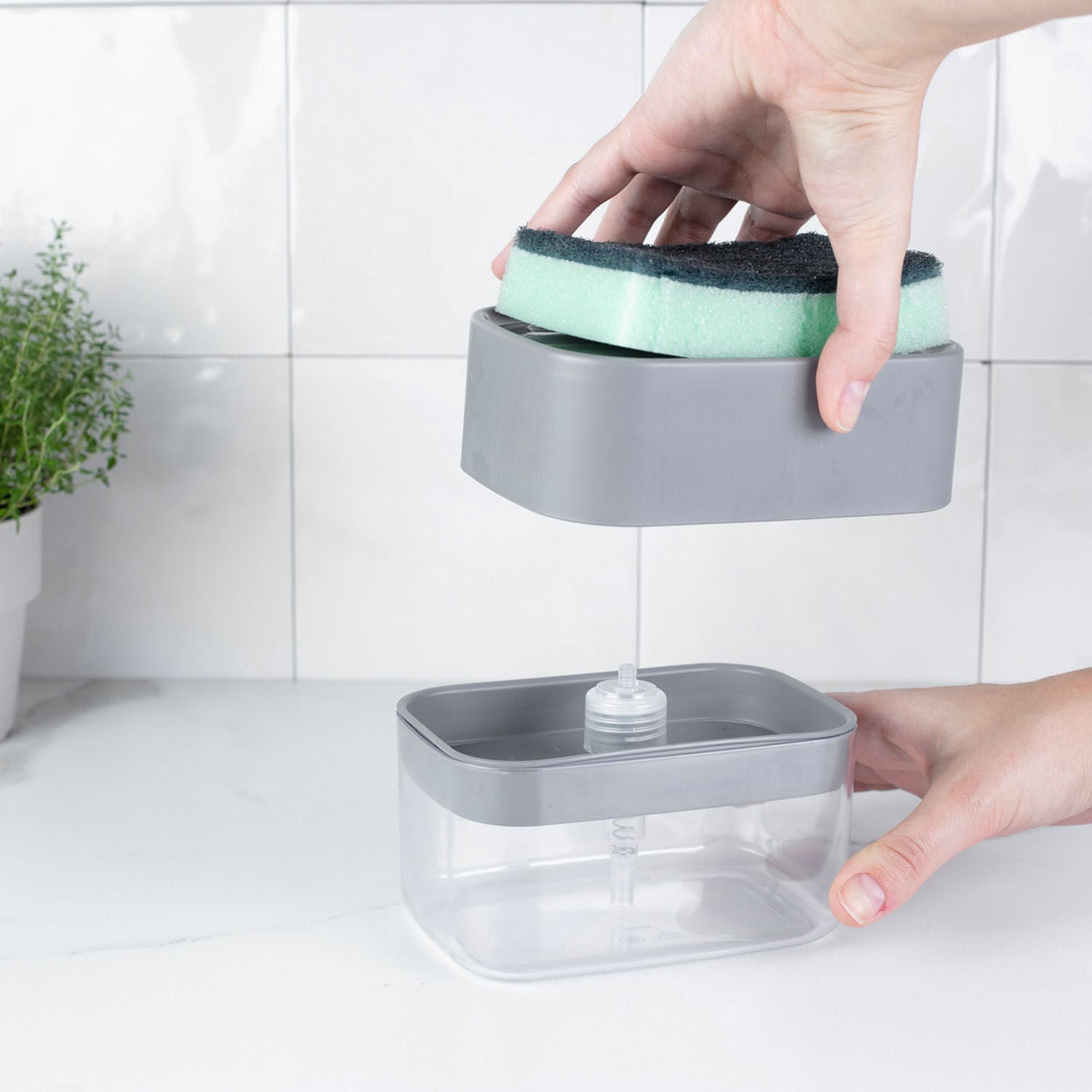 Dispenser para detergente porta esponja Ou 550ml Linha Trium