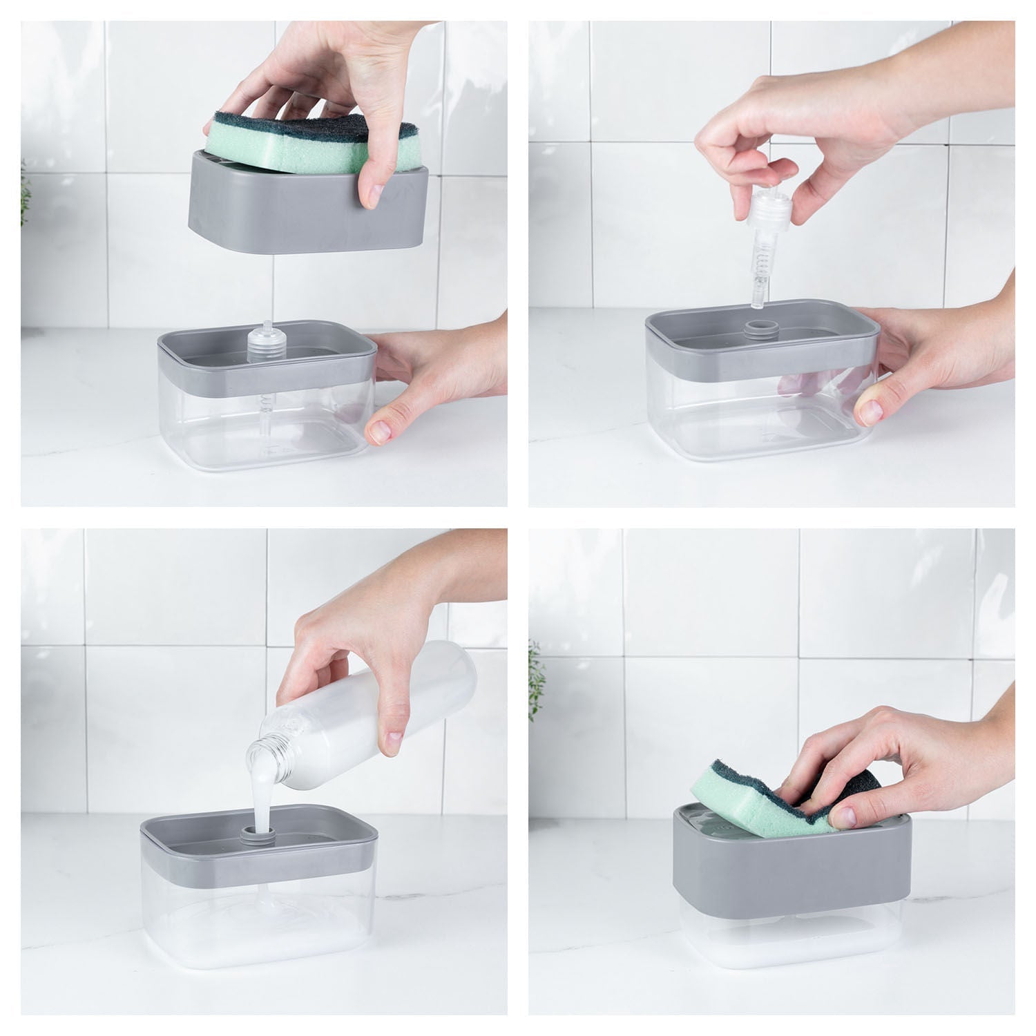 Dispenser para detergente porta esponja Ou 550ml Linha Trium