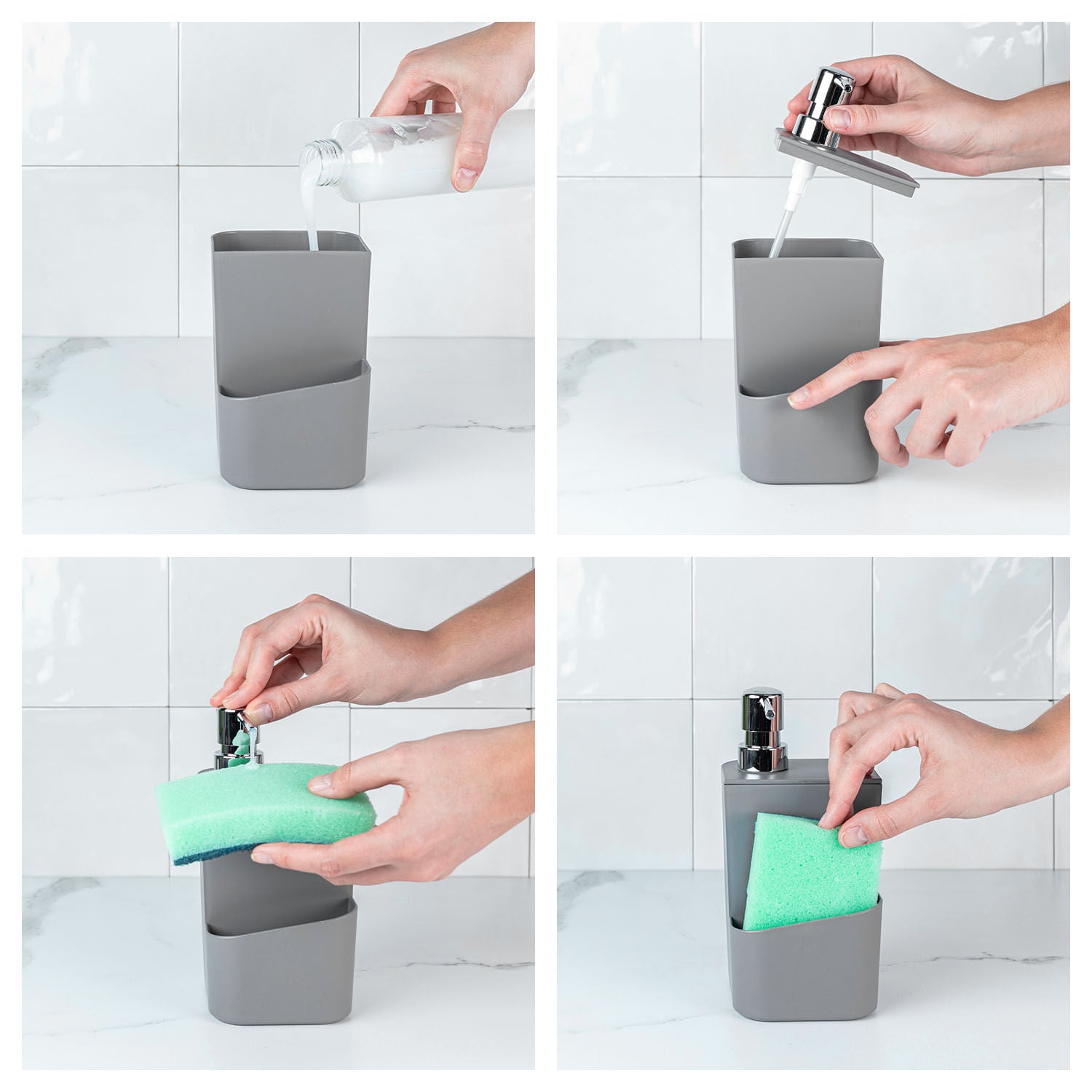 Dispenser para detergente e esponja Ou 650ml Linha Trium