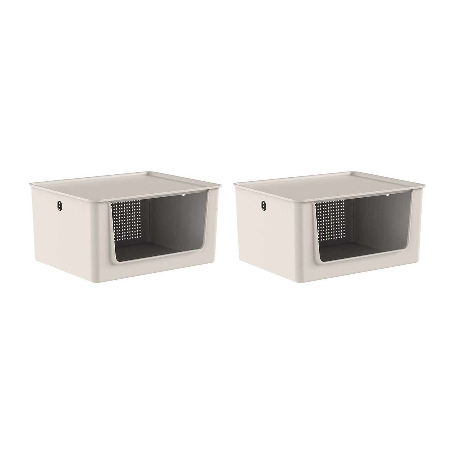 Kit de Cestos de Abertura Frontal com Tampa Ou 2 Peças 16L Linha Flow