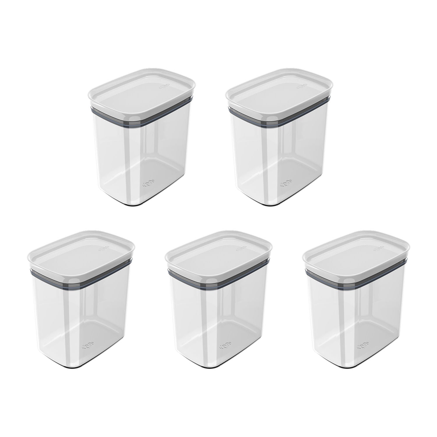 Kit de potes herméticos retangular Ou 5 peças 1,5L Linha Block