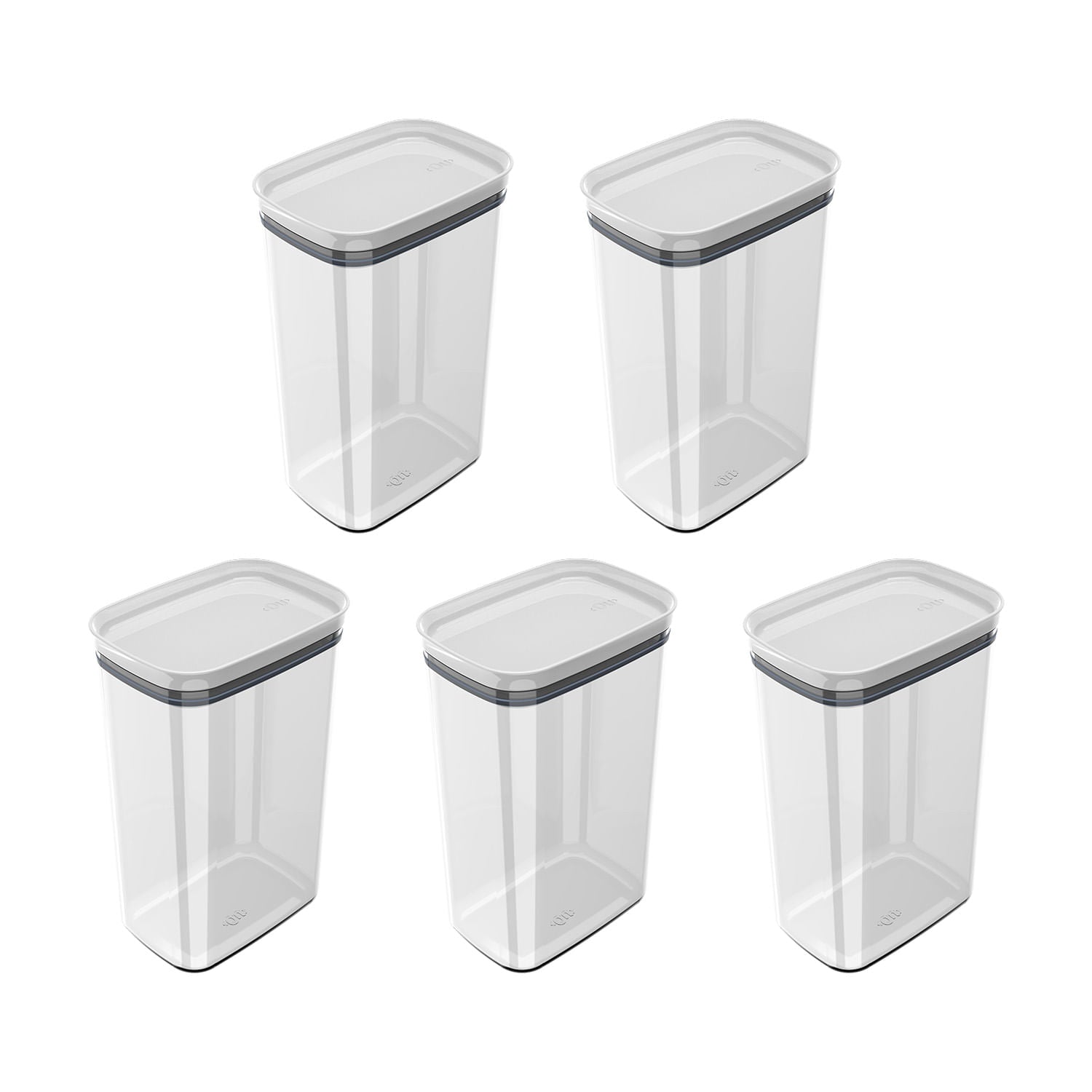 Kit de potes herméticos retangular Ou 5 peças 2,3L Linha Block