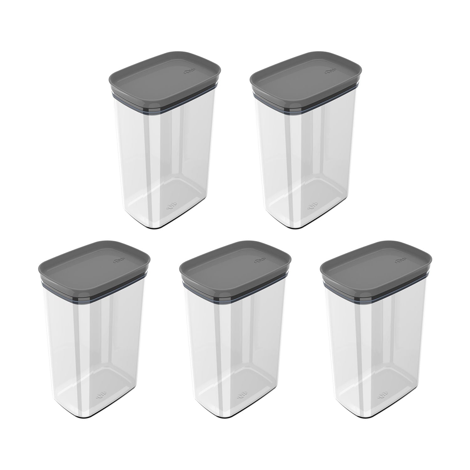 Kit de potes herméticos retangular Ou 5 peças 2,3L Linha Block