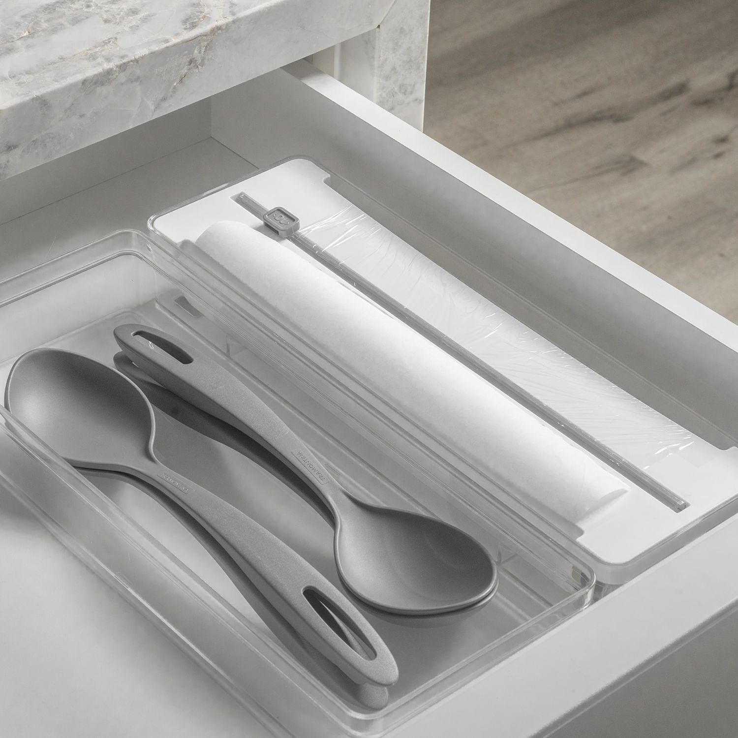 Organizador e cortador de rolos duplo Ou Linha Clear