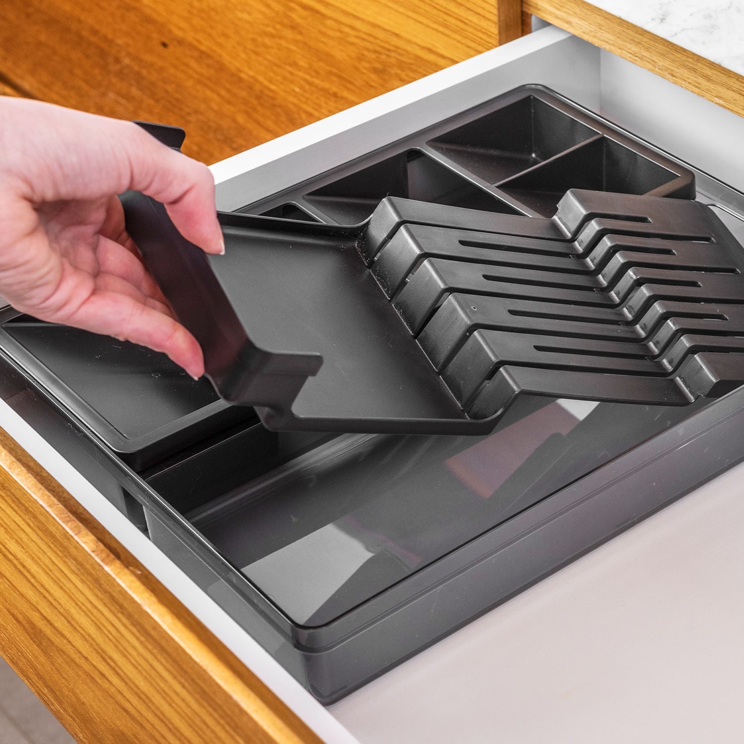 Organizador de facas e talheres Ou Linha Clear