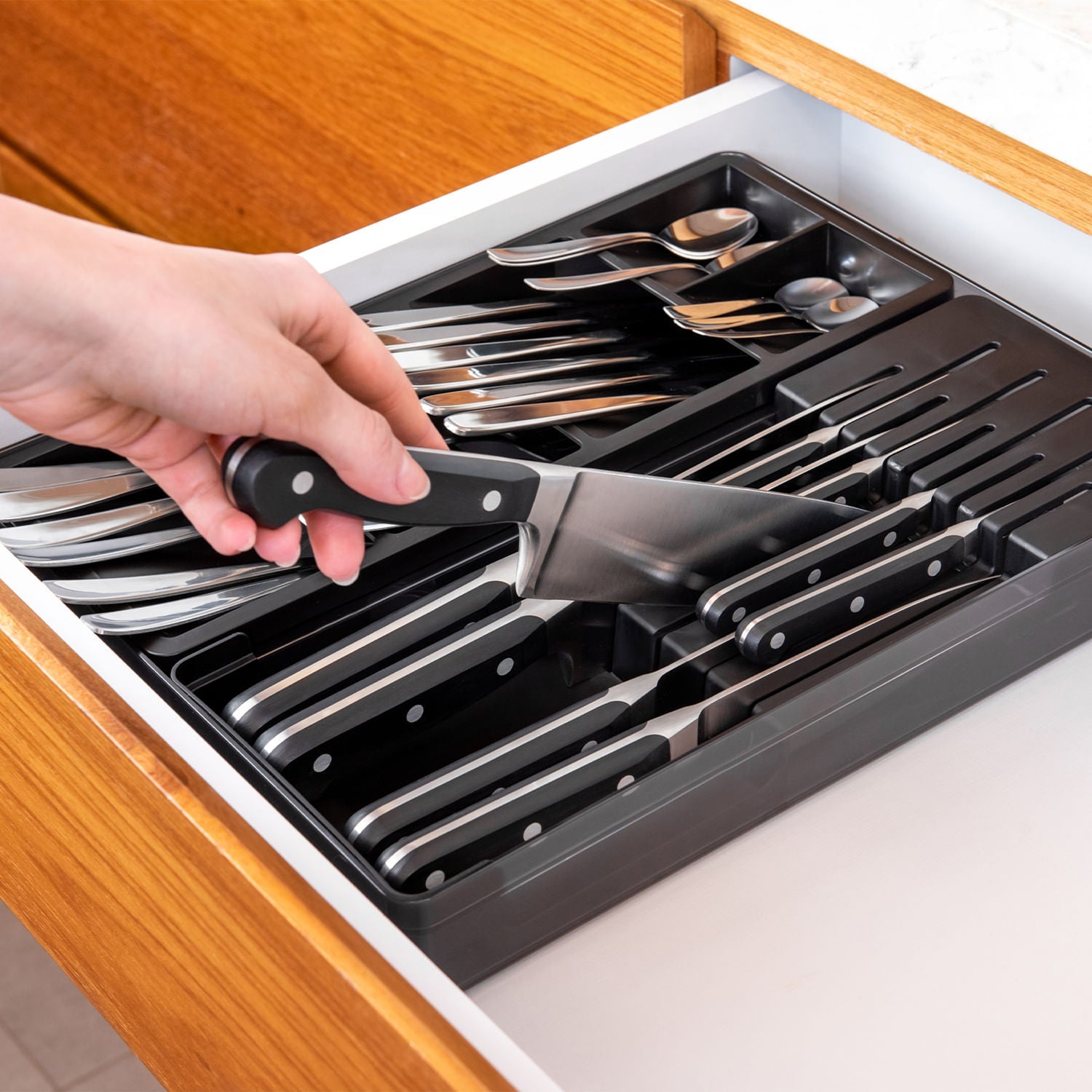 Organizador de facas e talheres Ou Linha Clear