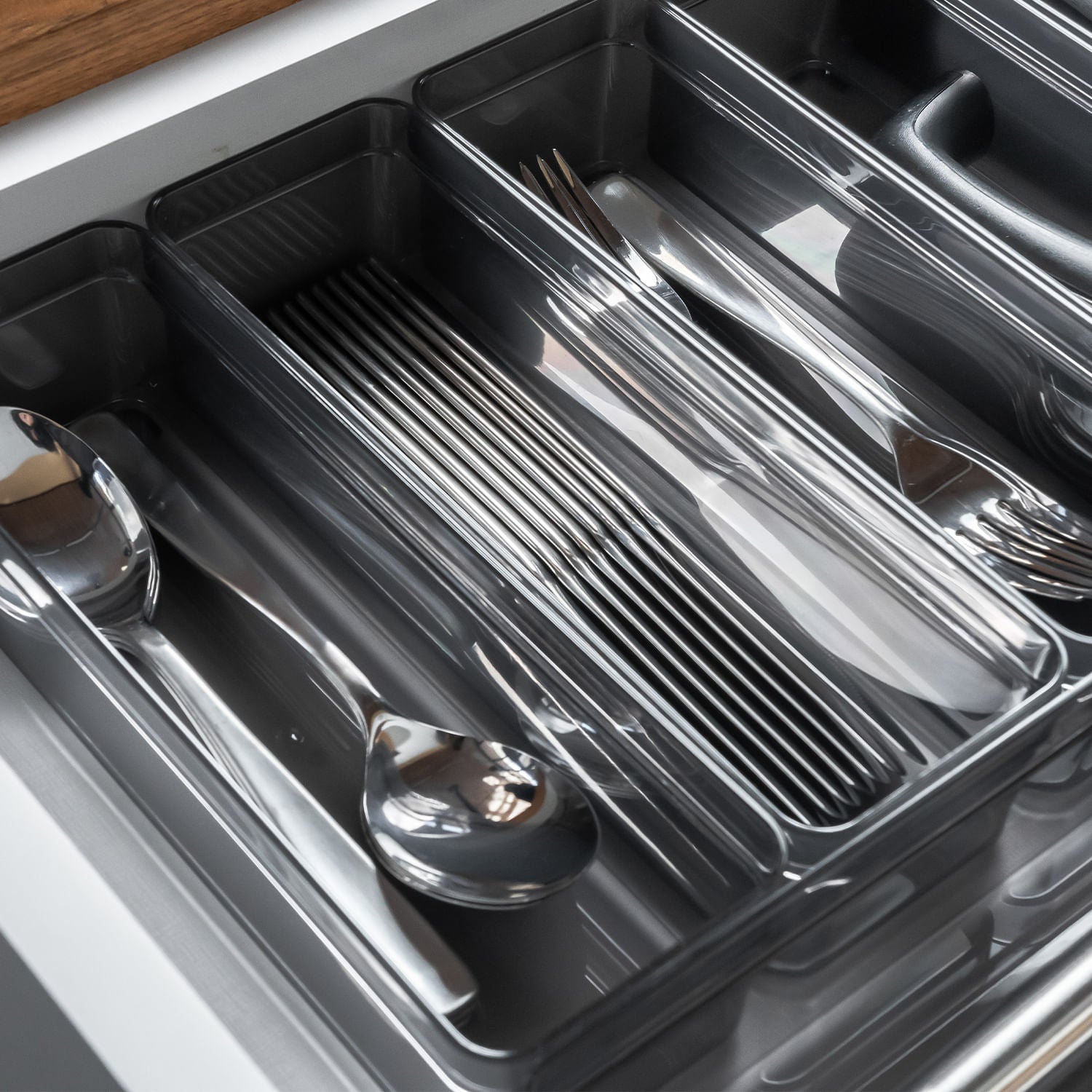 Organizador de gavetas Ou 22,5 x 7,5 x 5,6 Linha Clear