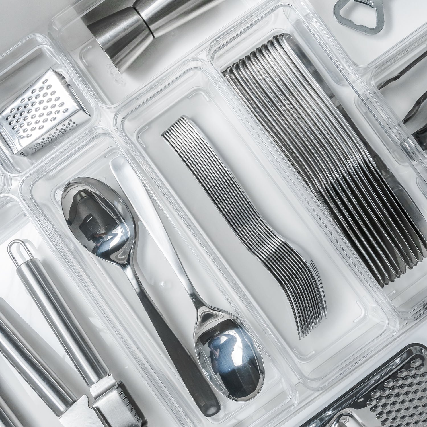 Organizador de gavetas Ou 22,5 x 7,5 x 5,6 Linha Clear