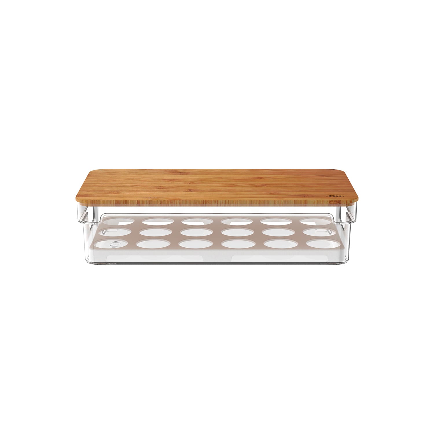 Organizador de ovos com tampa de bambu Ou 18un Linha Clear Fresh