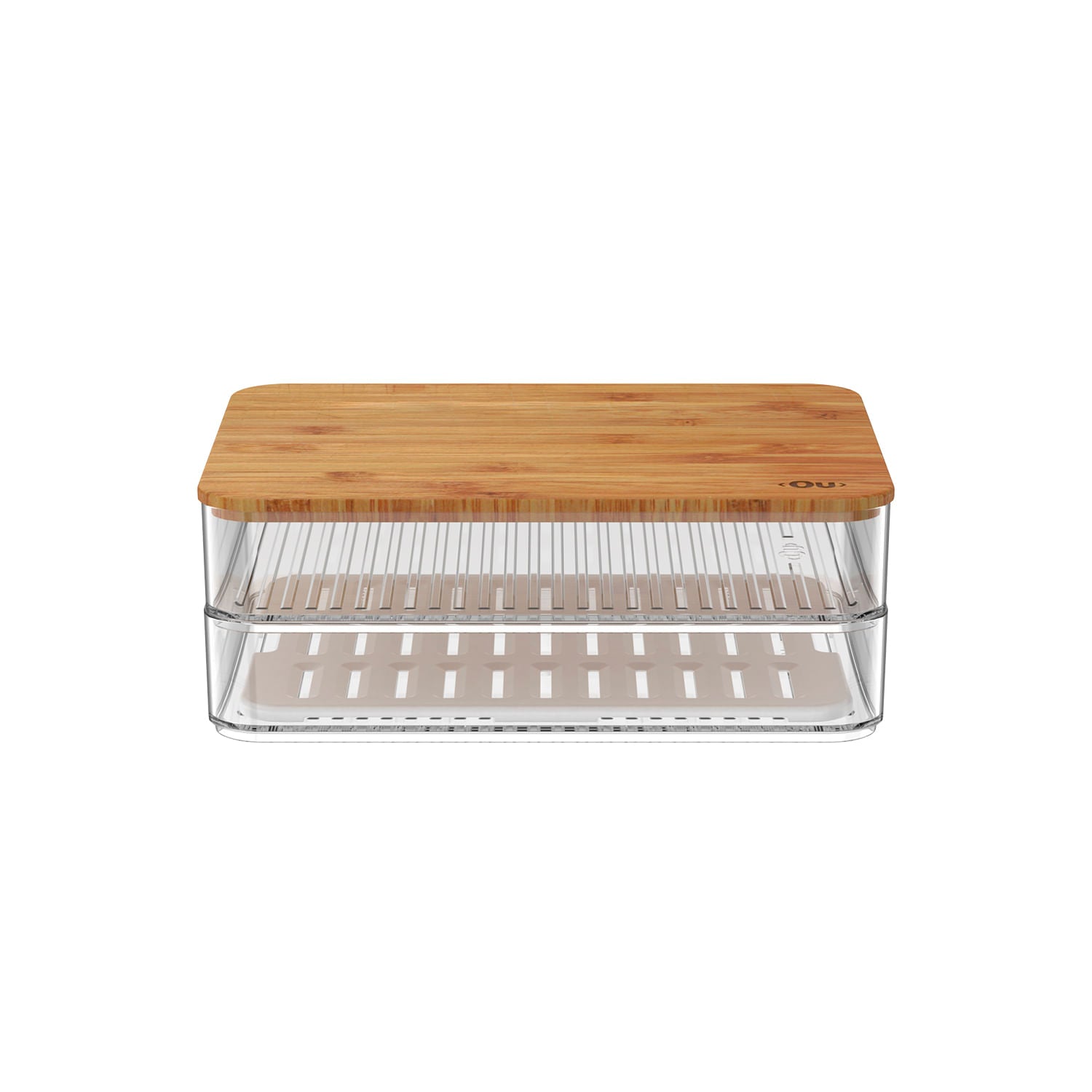 Organizador duplo com tampa de bambu Ou Linha Clear
