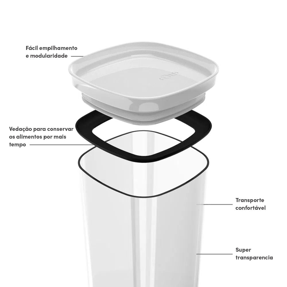 Pote hermético organizador Ou 340ml Linha Block