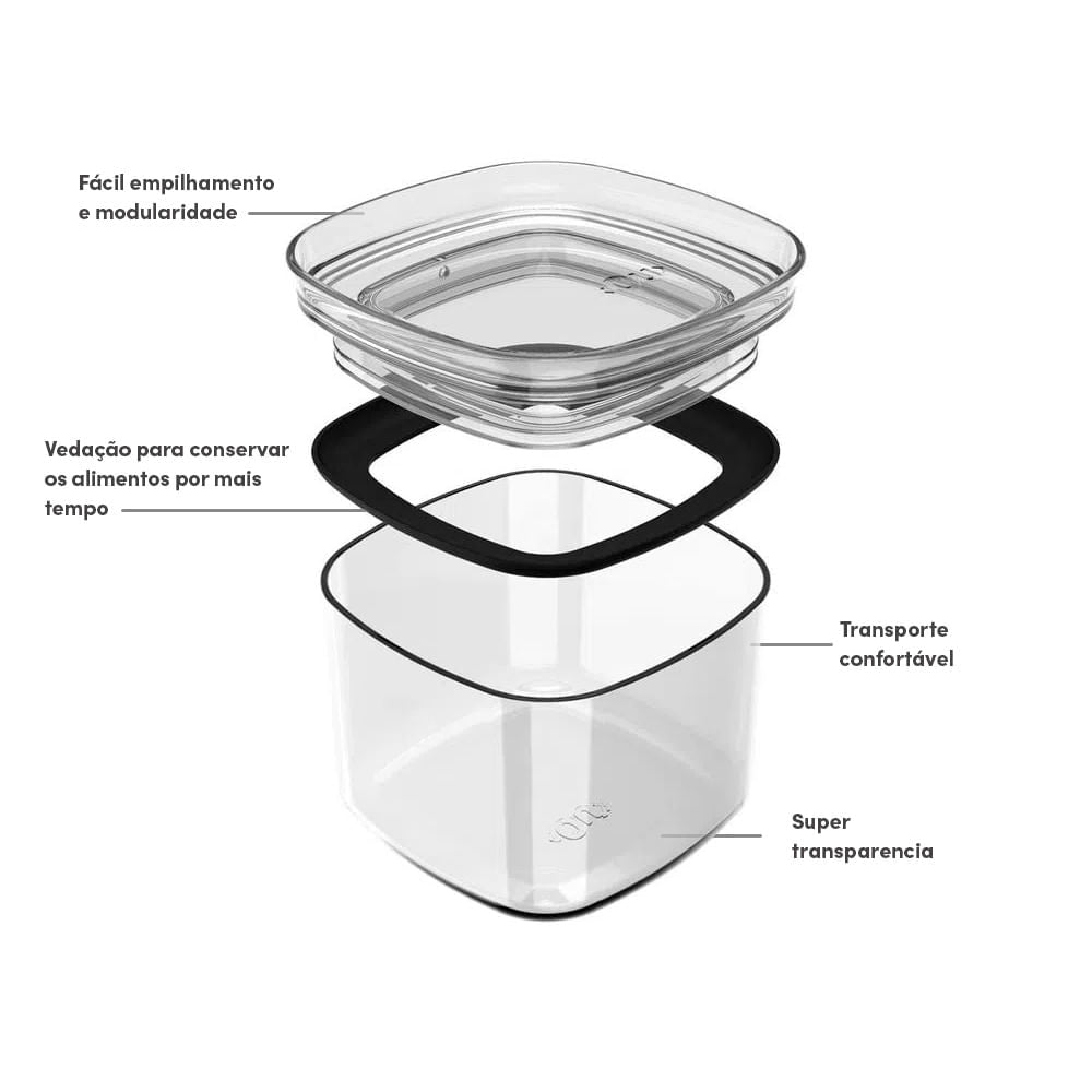 Pote hermético organizador Ou 450ml Linha Block