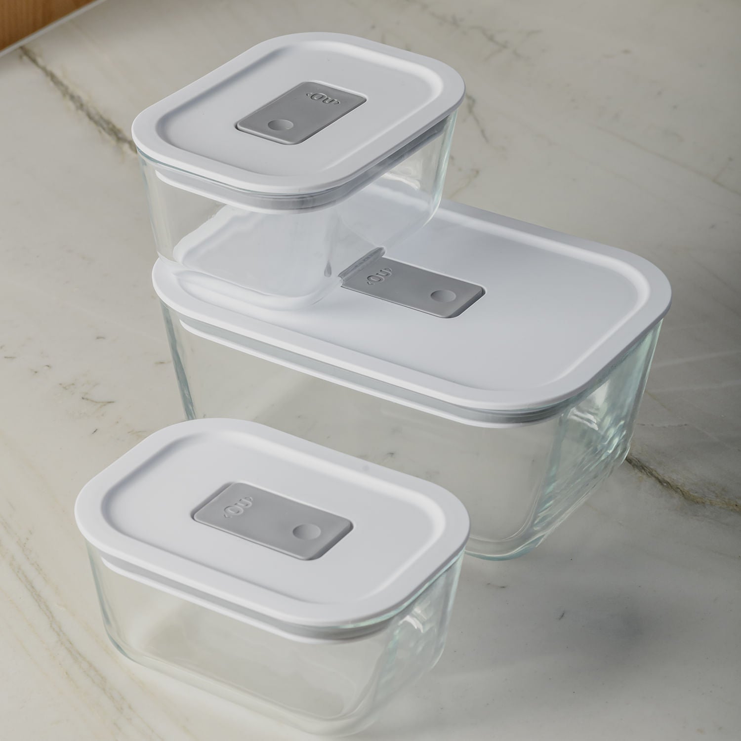 Kit de Potes de Vidro Hermético Ou 1,2 L e 370ml Linha Fresh Lock